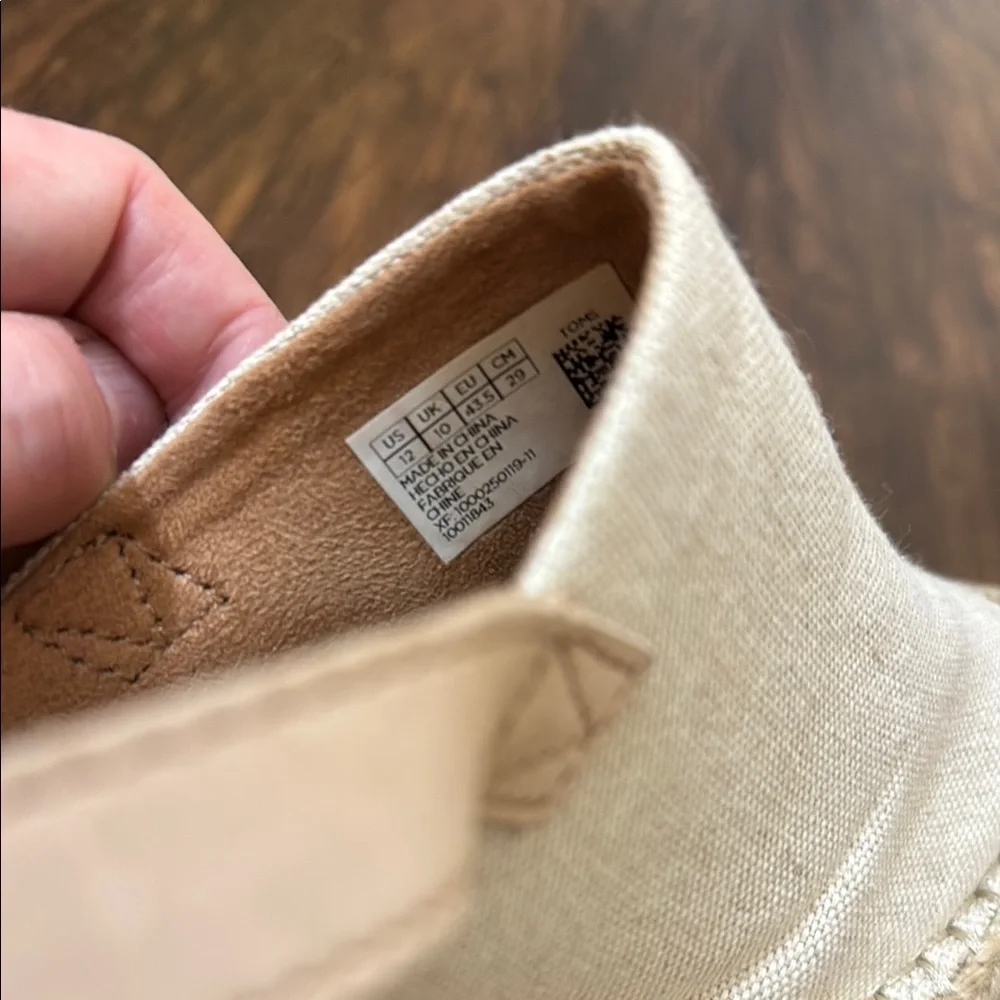 Toms Beige Canvas Espadrille Wedge Sandals